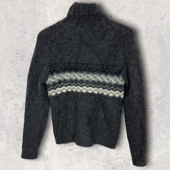 Nili Lotan Leane Baby Alpaca Wool Fair Isle Turtleneck Sweater‎ Knit Grey Size M - Picture 5 of 11